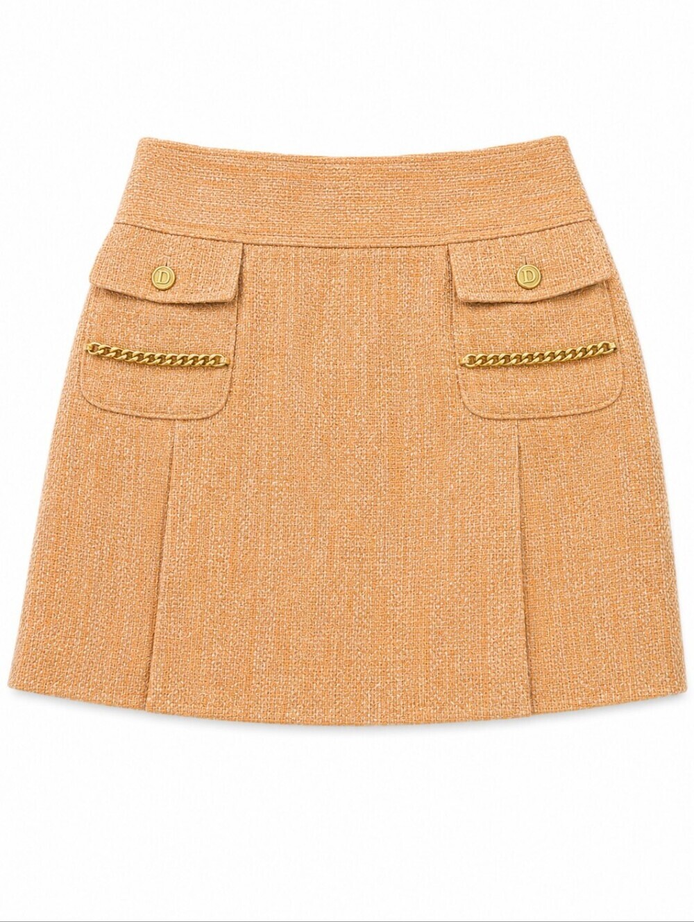 NWT Dolce & Gabbana Orange Silk Mini Skirt Gold Chain IT 42 US 6